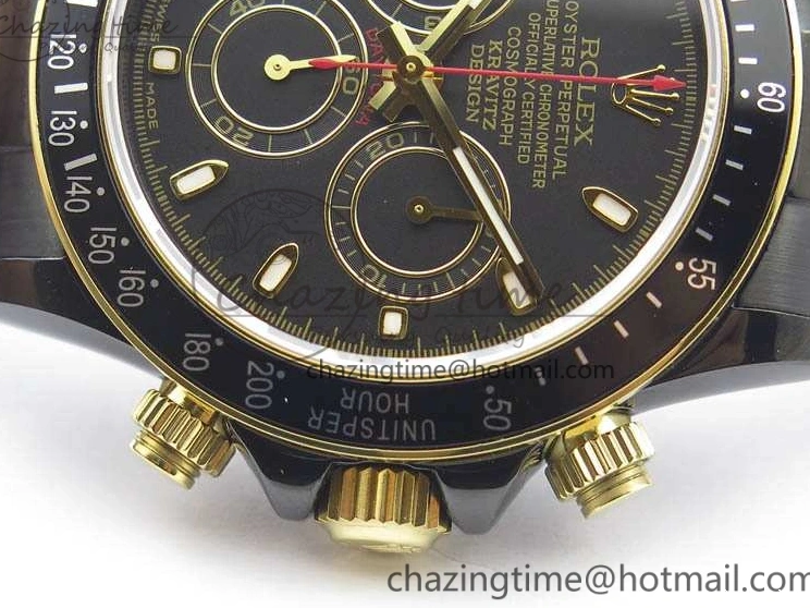 0415 Modern Daytona Kravitz YG DLC BP Maker Best Edition Black Dial On DLC Bracelet A4130 (Free Leather Strap) 3572